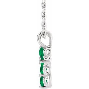 Platinum Chatham¬Æ Created Emerald Cross 16-18" Necklace -R42363:708:P-ST-WBC