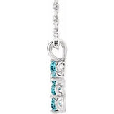 Platinum Blue Zircon Cross 16-18" Necklace -R42363:758:P-ST-WBC