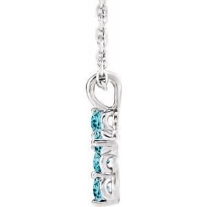 Platinum Blue Zircon Cross 16-18" Necklace -R42363:758:P-ST-WBC