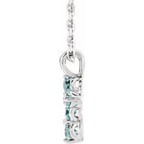 Platinum Aquamarine Cross 16-18" Necklace     -R42363:608:P-ST-WBC