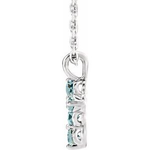 Platinum Aquamarine Cross 16-18" Necklace     -R42363:608:P-ST-WBC