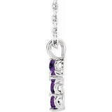 Platinum Amethyst Cross 16-18" Necklace-R42363:693:P-ST-WBC