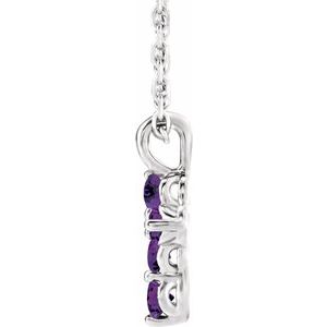 Platinum Amethyst Cross 16-18" Necklace-R42363:693:P-ST-WBC