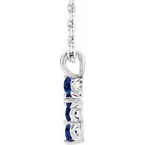 Platinum Chatham¬Æ Created Blue Sapphire Cross 16-18" Necklace -R42363:743:P-ST-WBC