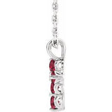 Platinum Ruby Cross 16-18" Necklace-R42363:779:P-ST-WBC