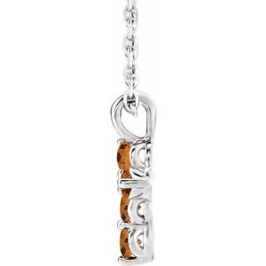 Platinum Citrine Cross 16-18" Necklace-R42363:753:P-ST-WBC