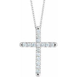 Platinum 1/2 CTW Diamond French-Set Cross 16-18" Necklace-R42382:703:P-ST-WBC