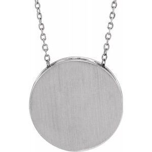 Sterling Silver 17 mm Engravable Scroll Disc 16-18" Necklace-86634:604:P-ST-WBC