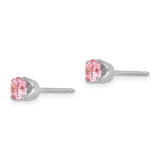Inverness 14k White Gold 5mm Pink CZ Earrings-WBC-67E