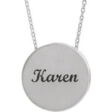 Platinum 17 mm Engravable Scroll Disc 16-18" Necklace-86634:603:P-ST-WBC