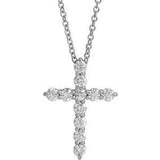 Platinum 17.8x12.9 mm 3/8 CTW Diamond Cross 16-18" Necklace-R42359:644:P-ST-WBC