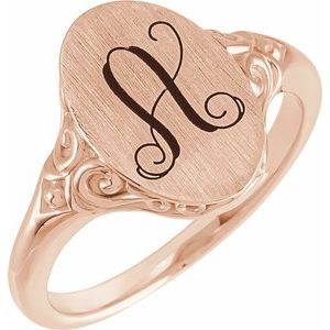 14K Rose 13x9 mm Oval Signet Ring-51659:103:P-ST-WBC