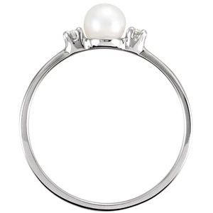 14K White 4.5 mm Akoya Cultured Pearl & Diamond Ring-60626:207567:P-ST-WBC