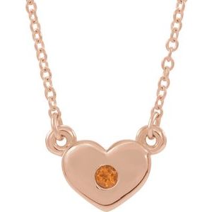 14K Rose Citrine Heart 16" Necklace   -86335:60054:P-ST-WBC