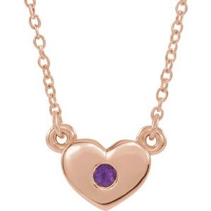 14K Rose Amethyst Heart 16" Necklace           -86335:60006:P-ST-WBC