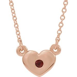 14K Rose Mozambique Garnet Heart 16" Necklace          -86335:60002:P-ST-WBC