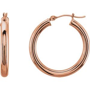 14K Rose 25 mm Tube Hoop Earrings-20826:6003:P-ST-WBC