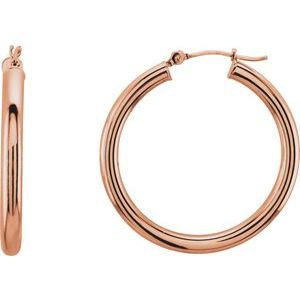 14K Rose 30 mm Tube Hoop Earrings-20826:6004:P-ST-WBC