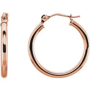 14K Rose 20 mm Hoop Earrings-20270:6005:P-ST-WBC