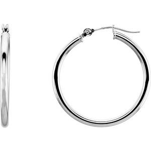 14K White 25 mm Hoop Earrings-20270:6000:P-ST-WBC