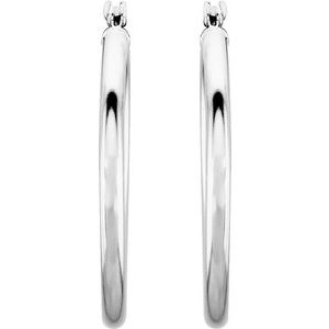 14K White 25 mm Hoop Earrings-20270:6000:P-ST-WBC