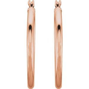 14K Rose 25 mm Hoop Earrings-20270:6006:P-ST-WBC