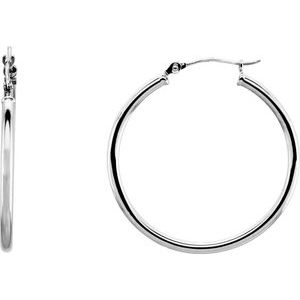 14K White 30 mm Hoop Earrings-20270:6001:P-ST-WBC