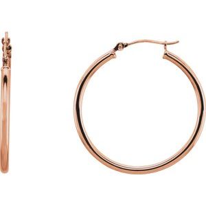 14K Rose 30 mm Hoop Earrings-20270:6007:P-ST-WBC