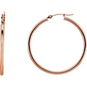 14K Rose 34 mm Hoop Earrings-20270:6008:P-ST-WBC