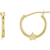 14K Yellow Hinged Hoop Earrings with Star-192029:1030:P-ST-WBC