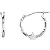 14K White Hinged Hoop Earrings with Star-192029:600:P-ST-WBC