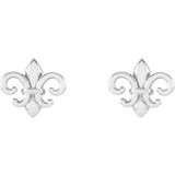 14K White 8.25x7.4 mm Fleur-de-Lis Earrings-28615:101:P-ST-WBC