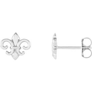 14K White 8.25x7.4 mm Fleur-de-Lis Earrings-28615:101:P-ST-WBC