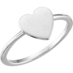 14K White Heart Engravable Ring -51408:1002:P-ST-WBC