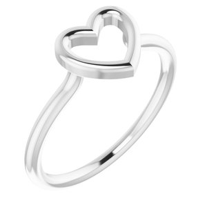 14K White Heart Ring-51638:101:P-ST-WBC