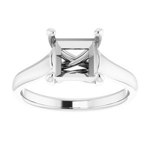 14K White 7x7 mm Square Solitaire Engagement Ring Mounting-120978:100032:P-ST-WBC