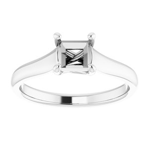 14K X1 White 5x5 mm Square Solitaire Engagement Ring Mounting-120978:100027:P-ST-WBC