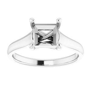 14K White 6.5x6.5 mm Square Solitaire Engagement Ring Mounting-120978:100042:P-ST-WBC