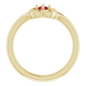 14K Yellow Red Ruby Youth Flower Ring-71944:626:P-ST-WBC