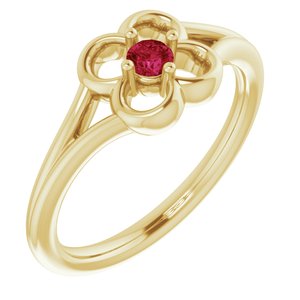 14K Yellow Red Ruby Youth Flower Ring-71944:626:P-ST-WBC