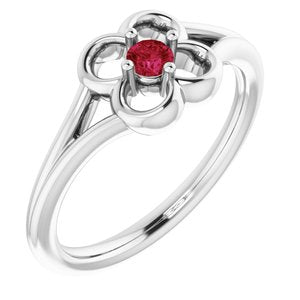 14K White Red Ruby Youth Flower Ring-71944:625:P-ST-WBC