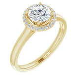 14K Yellow 6 mm Round Forever One‚Ñ¢ Moissanite & 1/10 CTW Diamond Engagement Ring  -653383:618:P-ST-WBC
