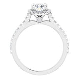 14K White 6 mm Cushion Forever One‚Ñ¢ Moissanite & 1/3 CTW Diamond Engagement Ring-653385:689:P-ST-WBC