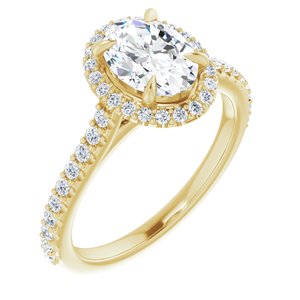 14K Yellow 8x6 mm Oval Forever One‚Ñ¢ Moissanite & 1/3 CTW Diamond Engagement Ring -653385:666:P-ST-WBC