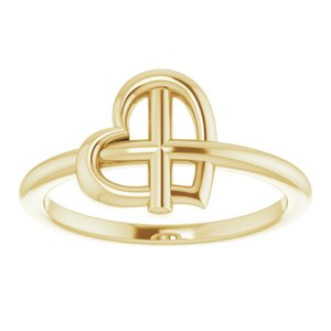 14K Yellow Heart Cross Ring -R43065:102:P-ST-WBC