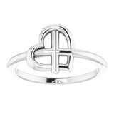 14K White Heart Cross Ring -R43065:101:P-ST-WBC