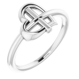 14K White Heart Cross Ring -R43065:101:P-ST-WBC