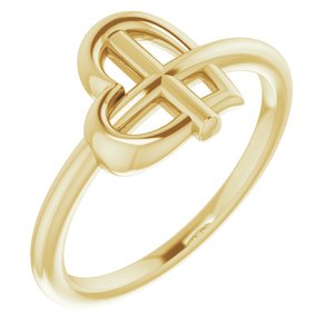 14K Yellow Heart Cross Ring -R43065:102:P-ST-WBC