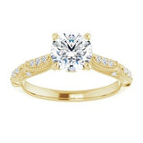 14K Yellow 6.5 mm Round Forever One‚Ñ¢ Moissanite & 1/10 CTW Diamond Engagement Ring    -653389:626:P-ST-WBC