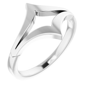 14K White Negative Space Double "V" Ring   -51759:101:P-ST-WBC